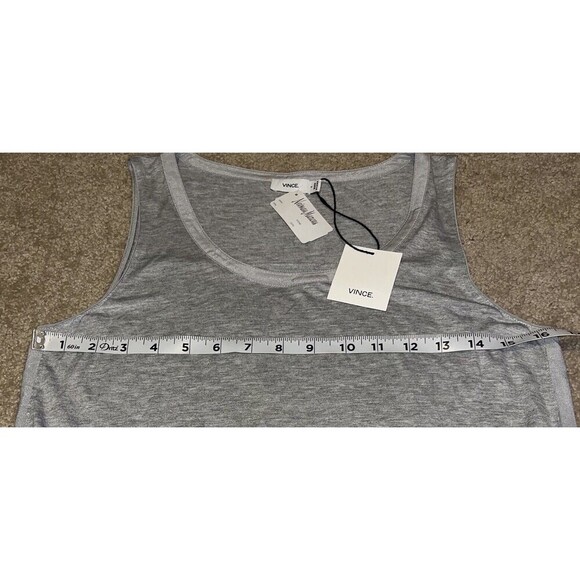 Women's VINCE (Small) Gray Minimalist Tank top 100% Viscose Silk Trim NWT $98 - Picture 8 of 14